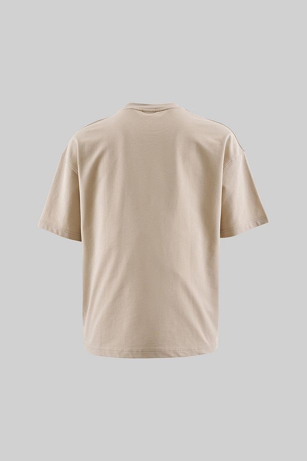 Erkek Basic Pamuklu Oversize Açık Bej Tişört - 3