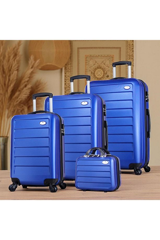 Ruby Abs Kabin Orta Büyük Ve Makyaj Boy Mavi 4'lü Travel Valiz Seti - 1