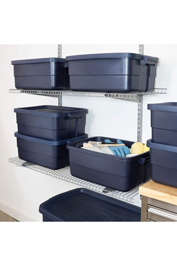 صندوق تخزين مستطيل قابل للتكديس من Roughneck بسعة 37.8 لترًا - 4