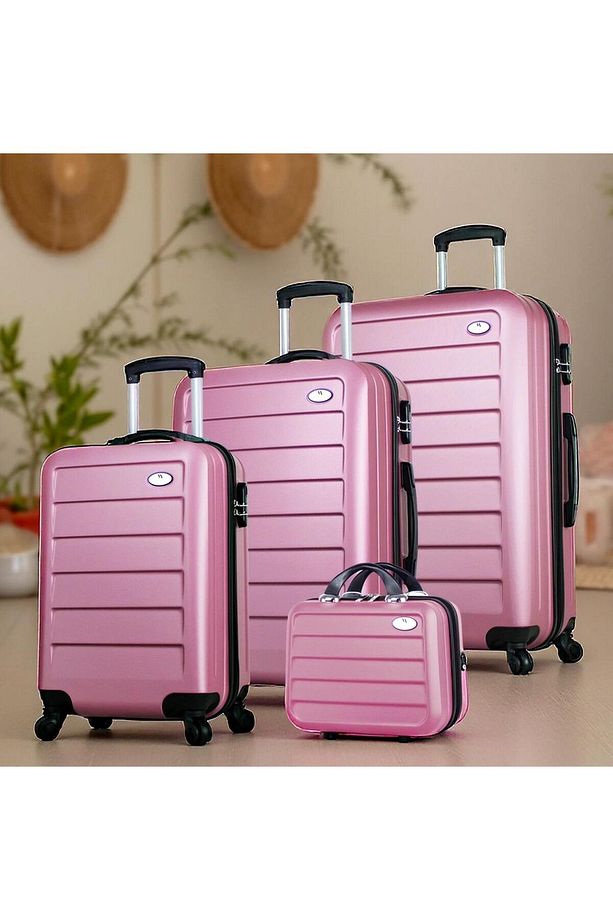 Ruby Abs Kabin Orta Büyük Ve Makyaj Boy Rose Gold 4'lü Travel Valiz Seti - 1
