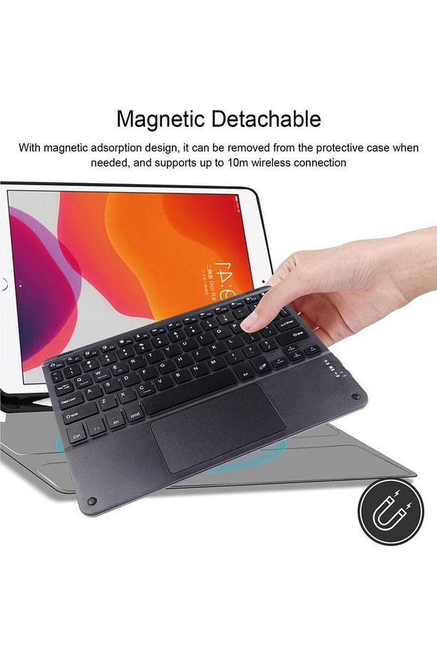Bluetooth Kablosuz Klavye | Touchpadli, Tüm Tablet ve Telefon Uyumlu, iOS Android Windows Destekli - 4