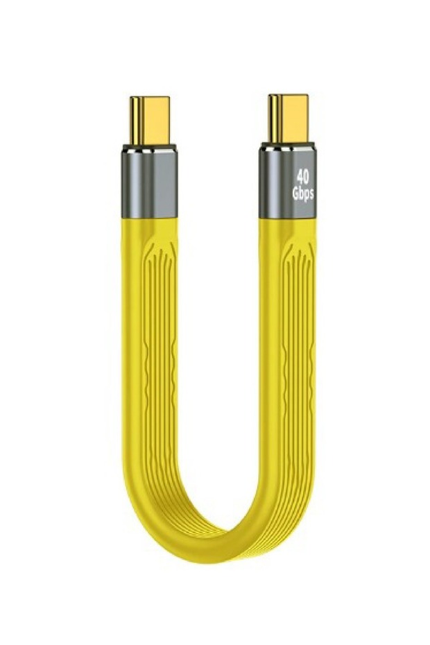 Type-C To Type-C Kablo 40 GBPS USB Type Kablosu 100W Pd Hızlı Şarj Kablosu - Sarı C-4 10 Cm - 1