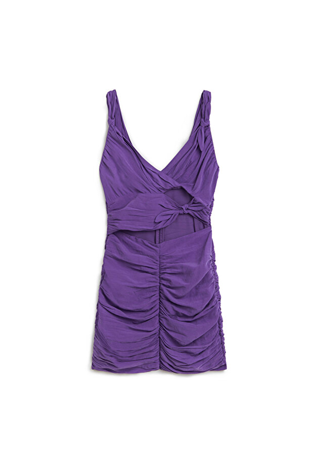 Drapeli cutout elbise - 3