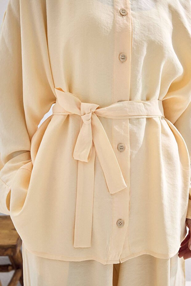 Basic Oversize Krem Pantolon Takım - 6