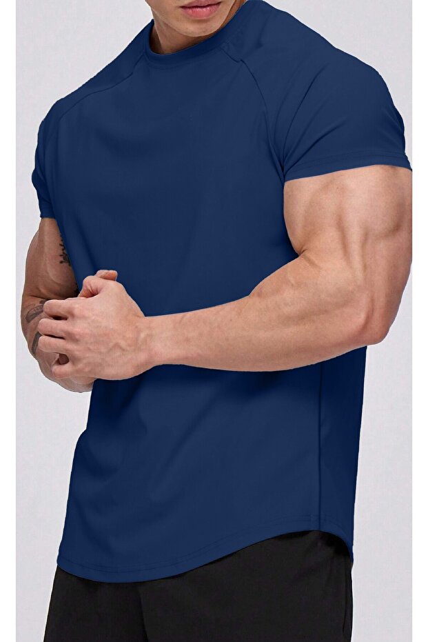 Ghassy Co. Men's Running Sports Raglan Oval-Cut Jersey T-shirt