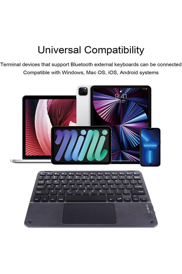 Bluetooth Kablosuz Klavye | Touchpadli, Tüm Tablet ve Telefon Uyumlu, iOS Android Windows Destekli - 7