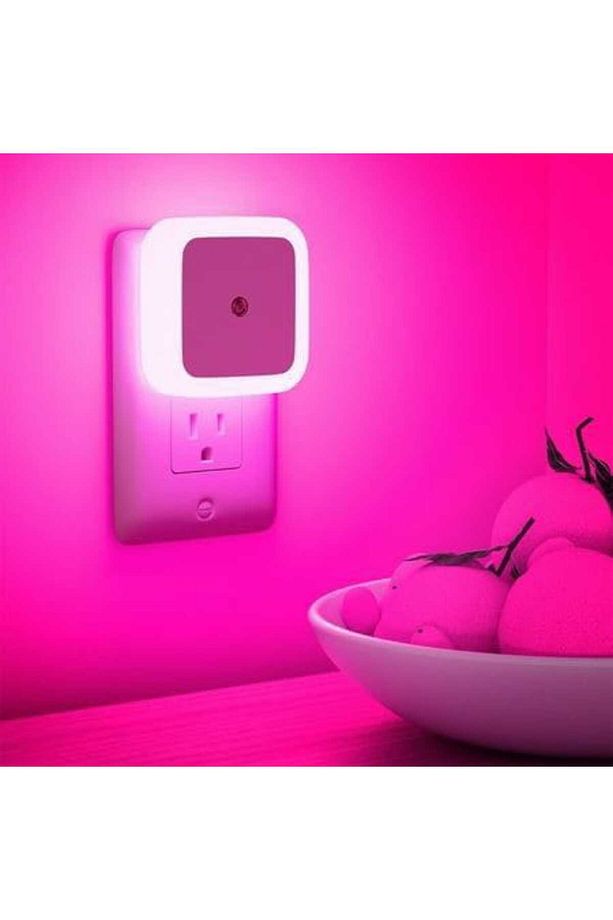 Fotoselli Led Gece Lambası, Pembe Renk Sensörlü Gece Lambası, 1 Watt Pembe Renk Led Gece Lambası - 1