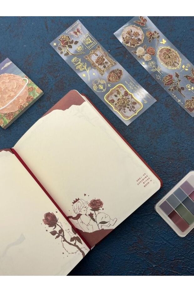 Special Design Little Prince 3 Pieces (Notebook+Post-It+Index) Claret Red Set/ Index/ Post-It /Notebook/ Sticky - 5