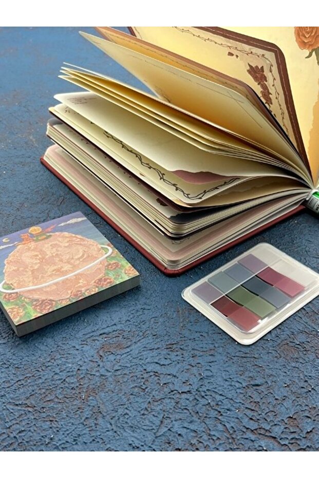 Special Design Little Prince 3 Pieces (Notebook+Post-It+Index) Claret Red Set/ Index/ Post-It /Notebook/ Sticky - 3