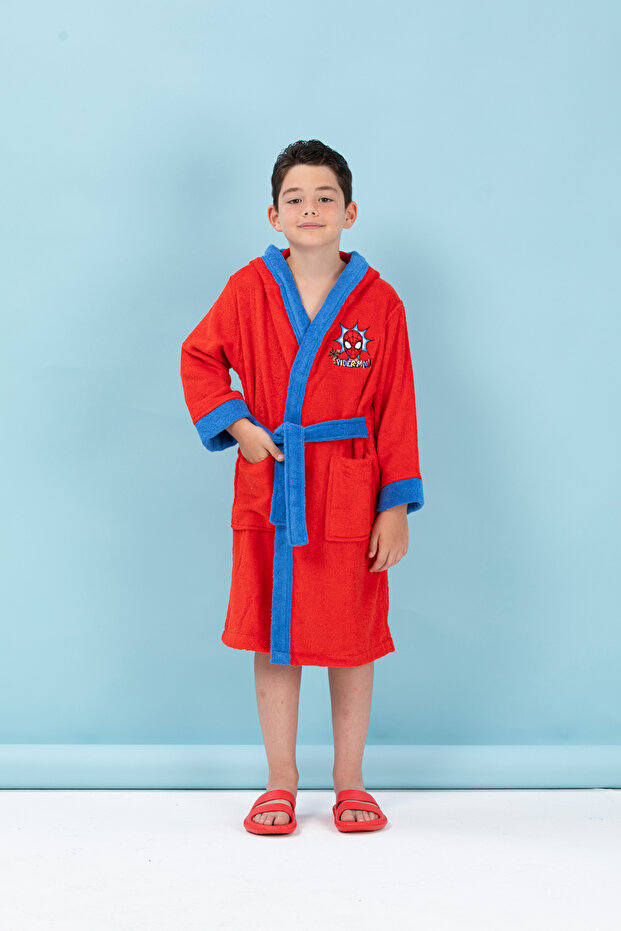 رداء حمام سبايدرمان مرخص باللون الأحمر - 3