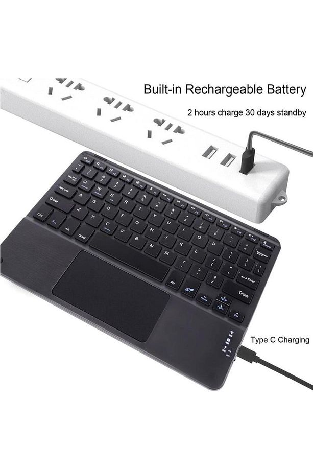 Bluetooth Kablosuz Klavye | Touchpadli, Tüm Tablet ve Telefon Uyumlu, iOS Android Windows Destekli - 3