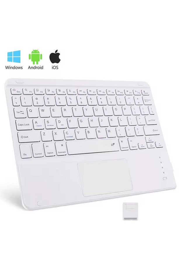 Bluetooth Kablosuz Klavye | Touchpadli, Tüm Tablet ve Telefon Uyumlu, iOS Android Windows Destekli - 2