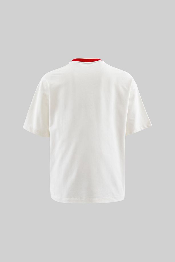 Erkek Color Gradient Embroidered Oversize Ekru Tişört - 3