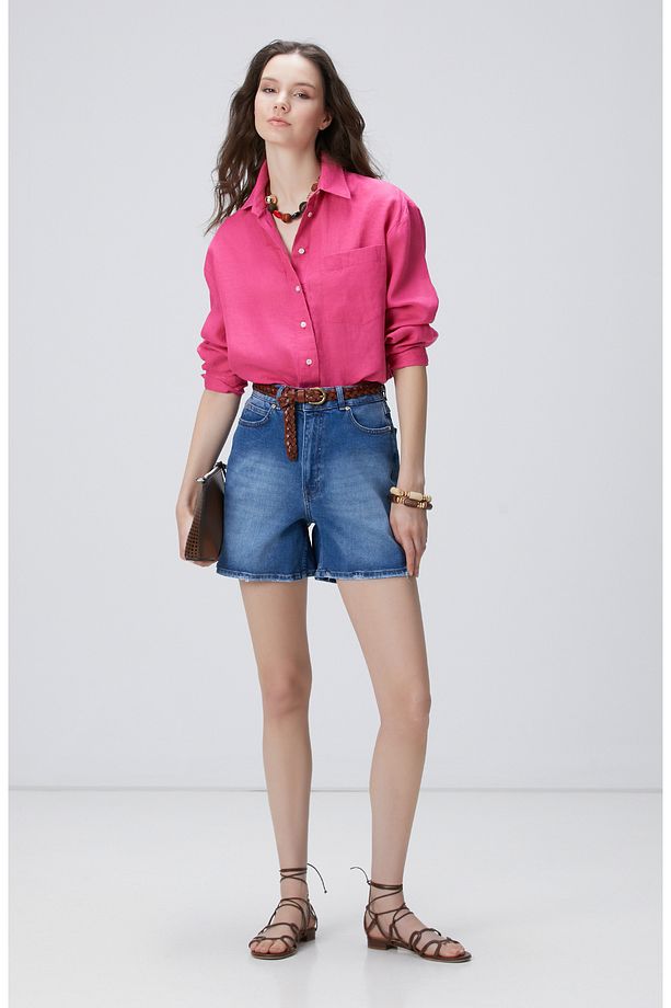 Açık Mavi Denim Şort - 1