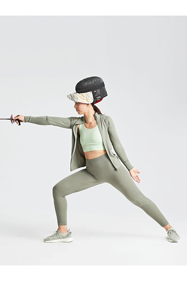 Kadın Beli Lastikli Düz Spor Tayt (S2) - 1