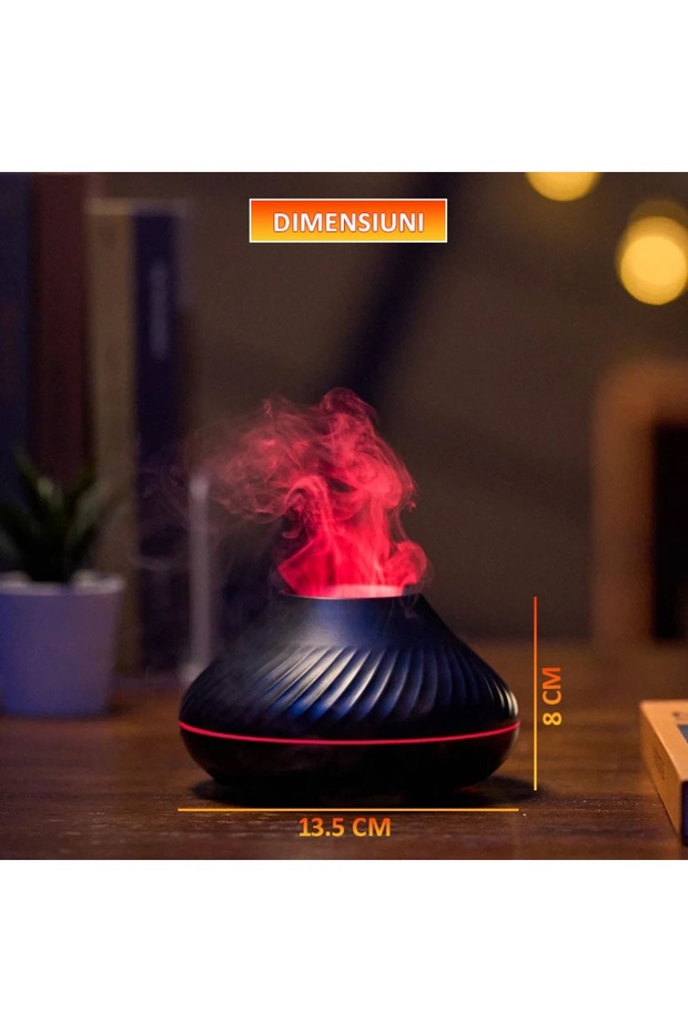 Air Humidifier with Volcano Flame Effect Aromatherapy Diffuser, Lighting - 7
