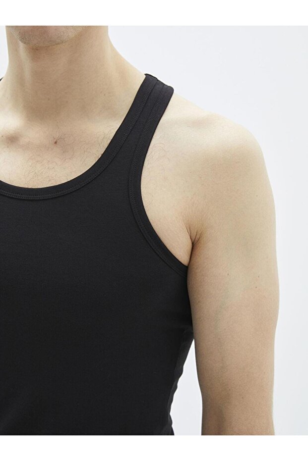 قميص داخلي رجالي من القطن الأساسي برقبة دائرية مكون من قطعتين (S2) - 6