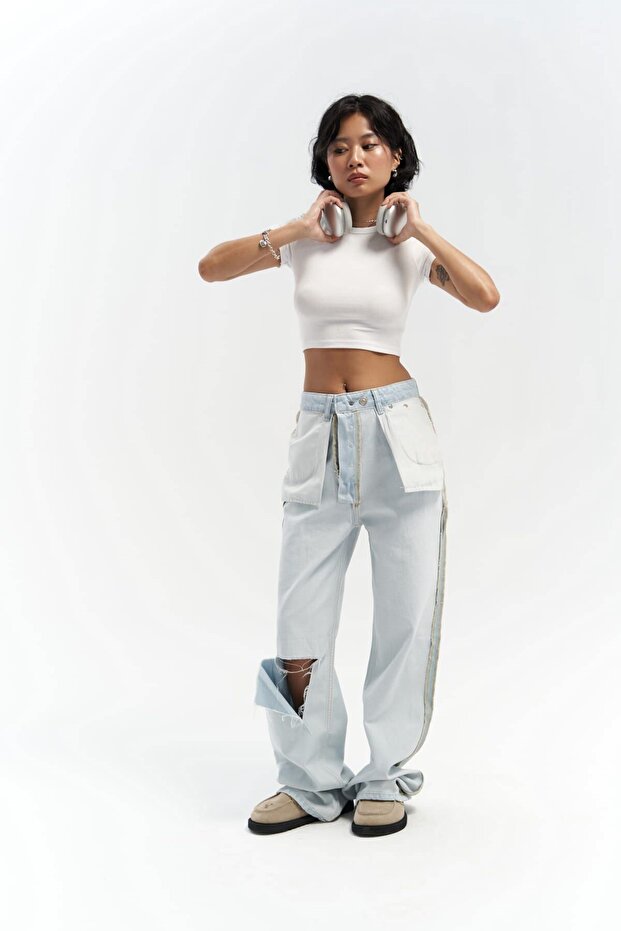 Remain Light Blue Reverse Jean Trousers