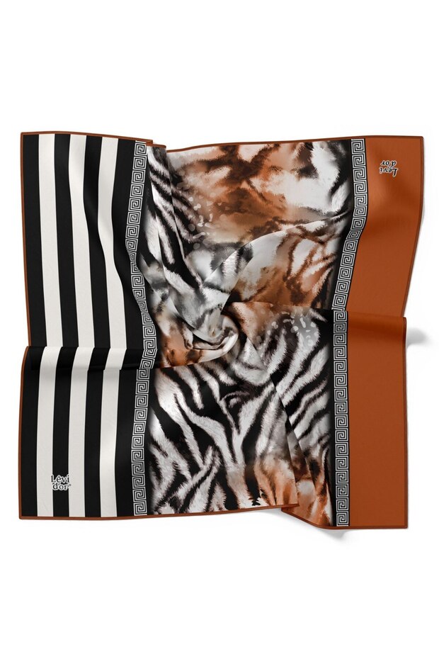 وشاح كريستالي لامع بنمط الفهد مخطط - 1