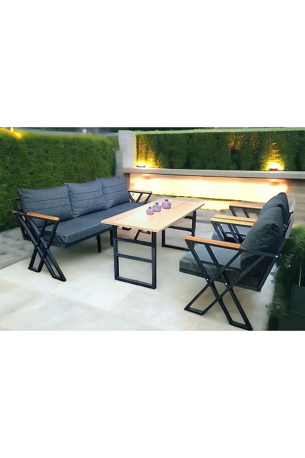 Mina Bahçe Balkon Takımı, 3+1+1, Antrasit - 3