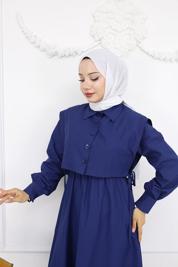 POPLİN BOLEROLU ELBİSE - 2
