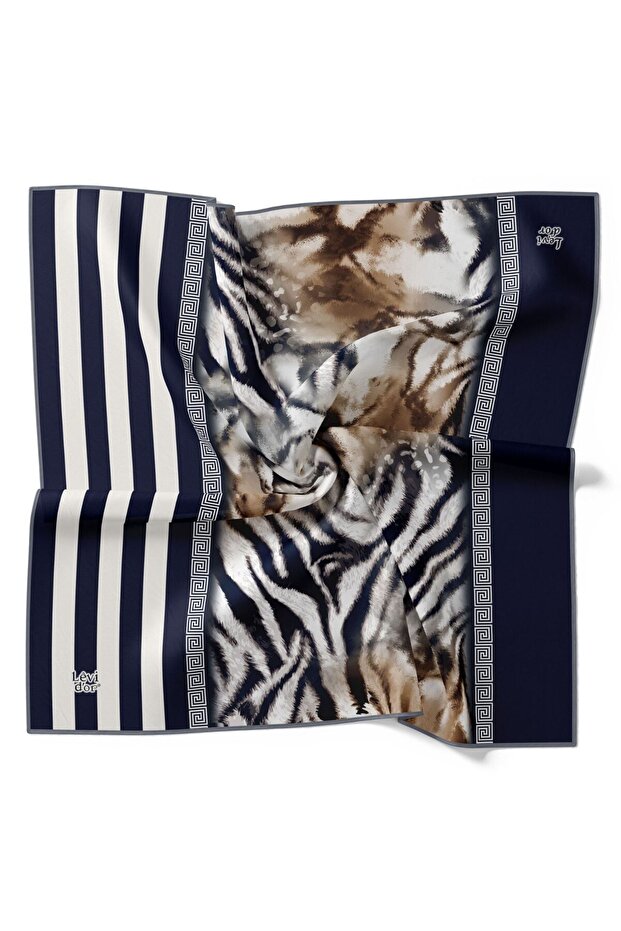 Striped Leopard Pattern Sparkling Crystal Scarf - 2