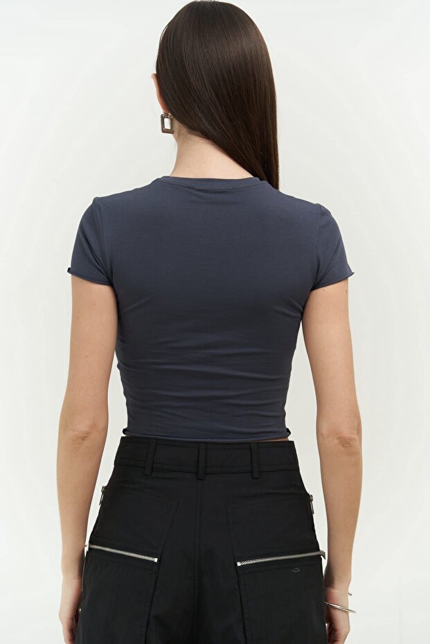 Now Or Never Antrasit Penye Crop - 3