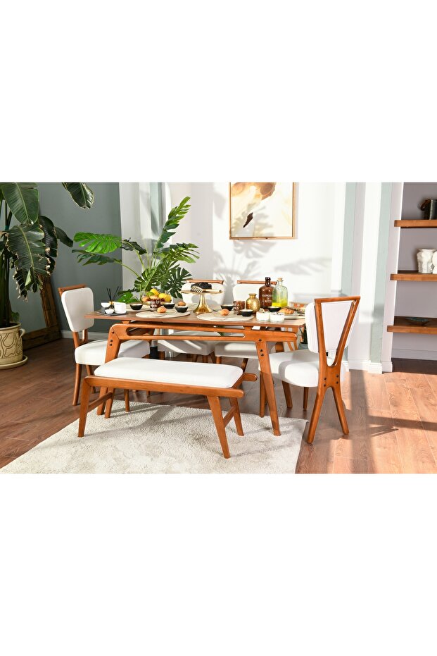 PALACE İSKANDİNAV BENCH, KREM CEVİZ - 5