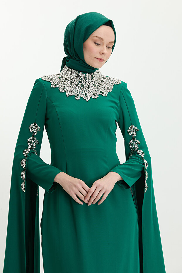 Taş İşlemeli Abiye Elbise - 7