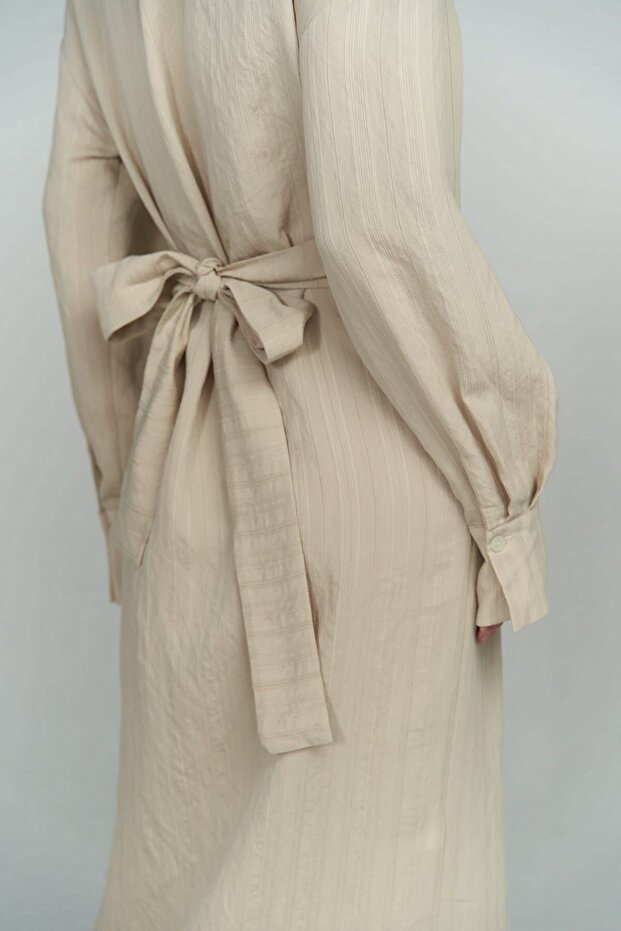 Bella Midi Boy Bej Elbise - 5