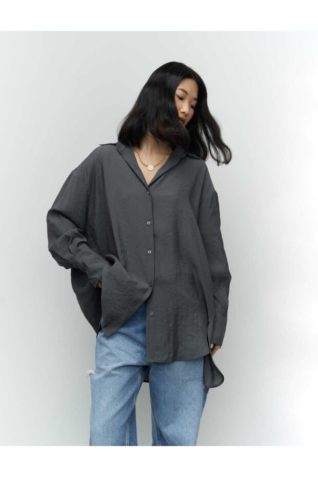 Zaria Antrasit Oversize Gömlek - 1