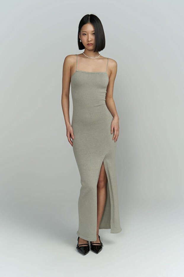 Cintia Backless Gray Knitwear Dress