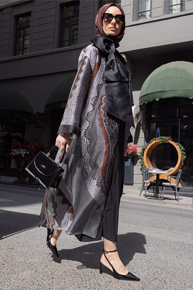 Etnik Desenli Elbiseli Abaya - 1