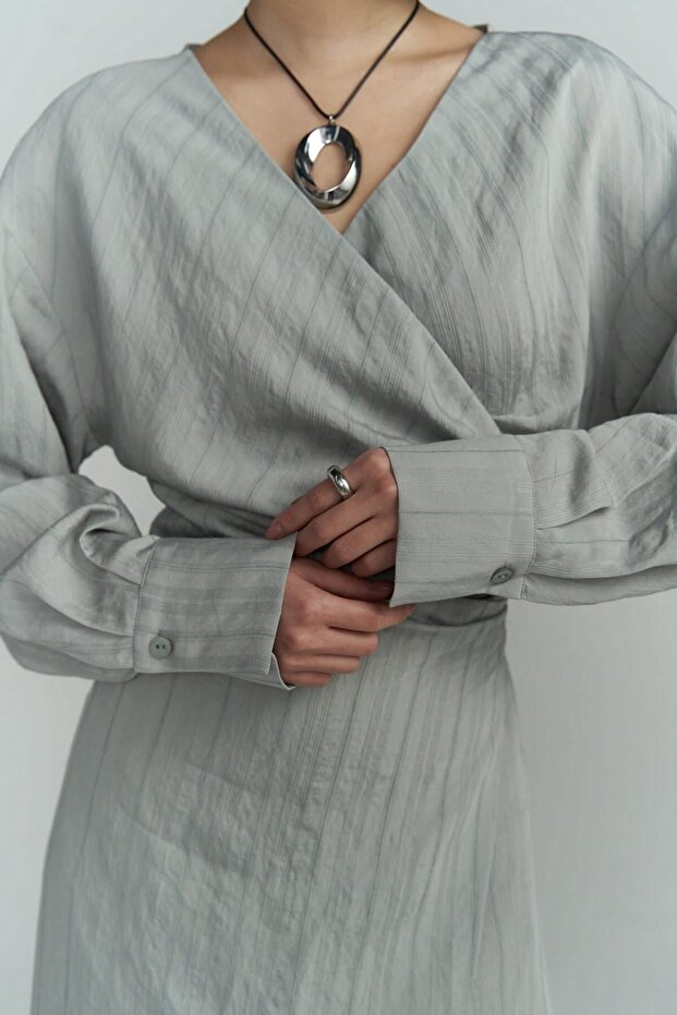 Bella Midi Boy Gri Elbise - 6