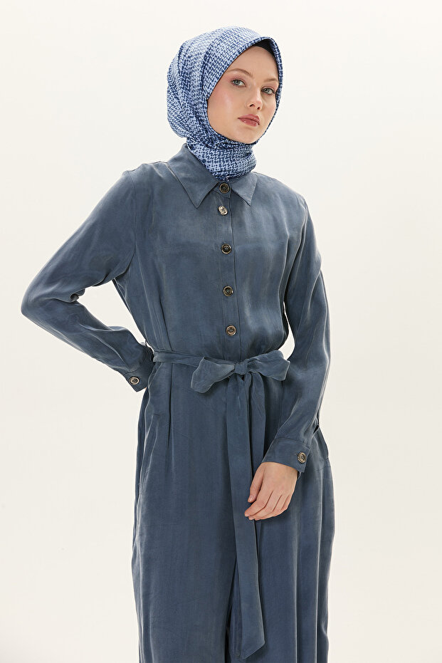 Düğmeli Kuşaklı Tulum - 3