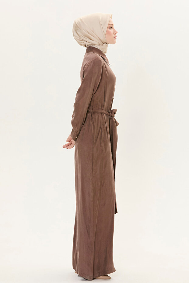 Düğmeli Kuşaklı Tulum - 3