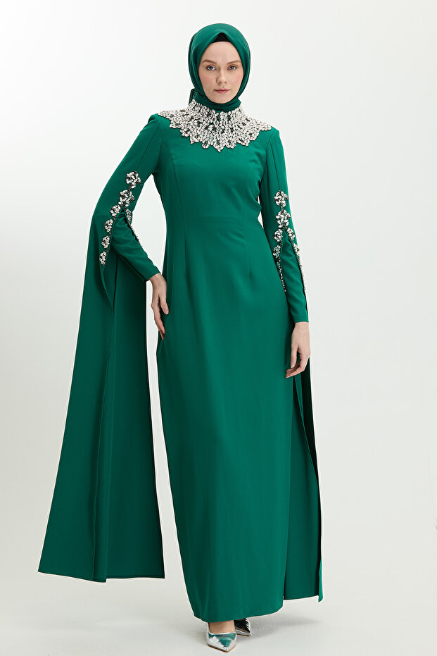 Taş İşlemeli Abiye Elbise - 1