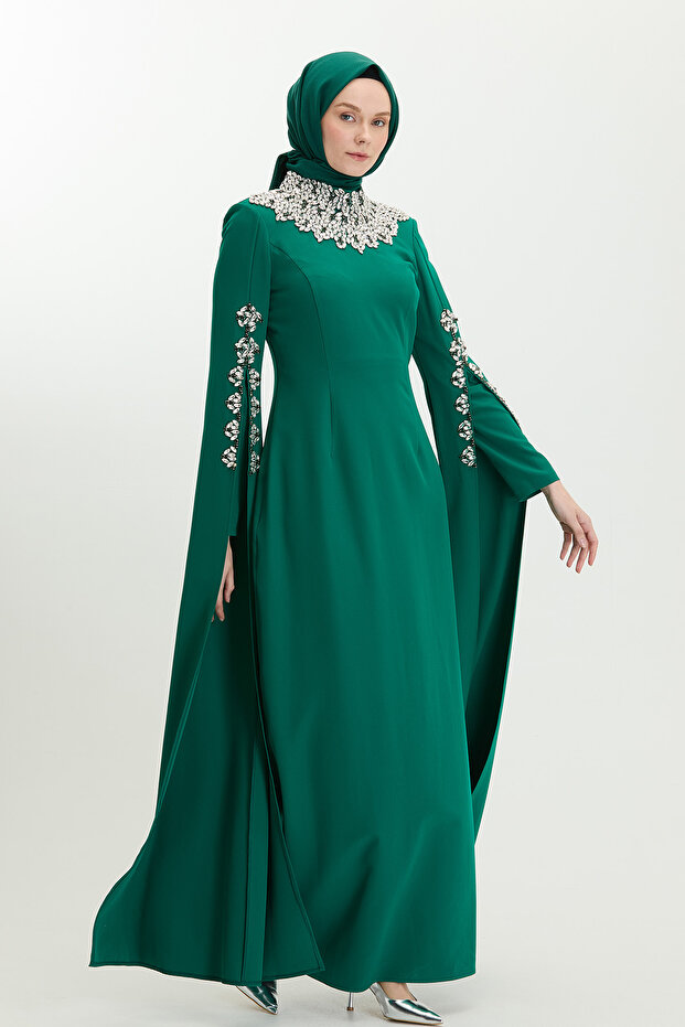 Taş İşlemeli Abiye Elbise - 2