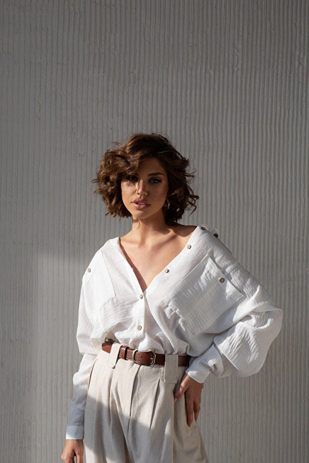 Karottenbeige Leinenhose - 3