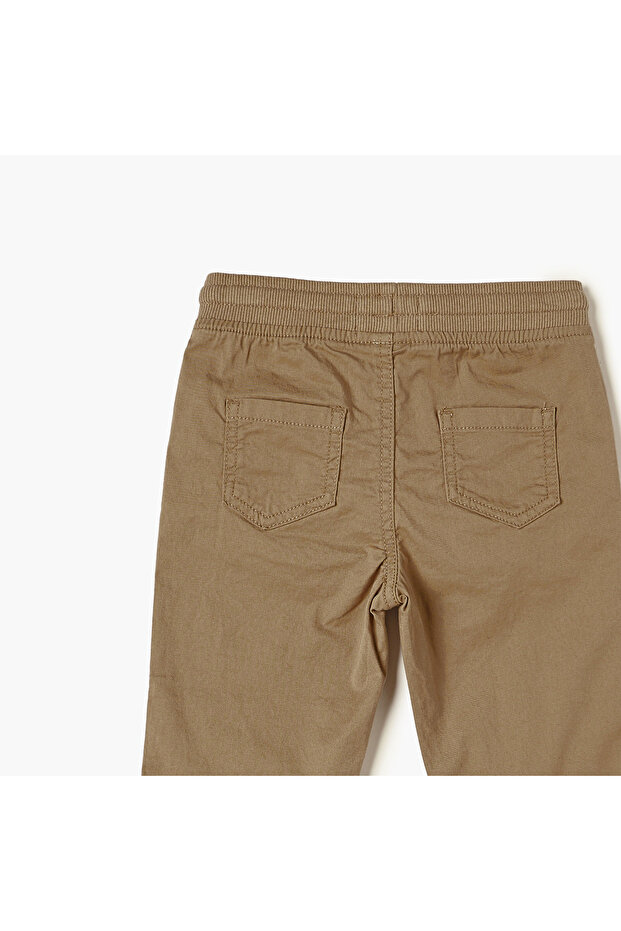 بنطلون سادة مع رباط للإغلاق - 3