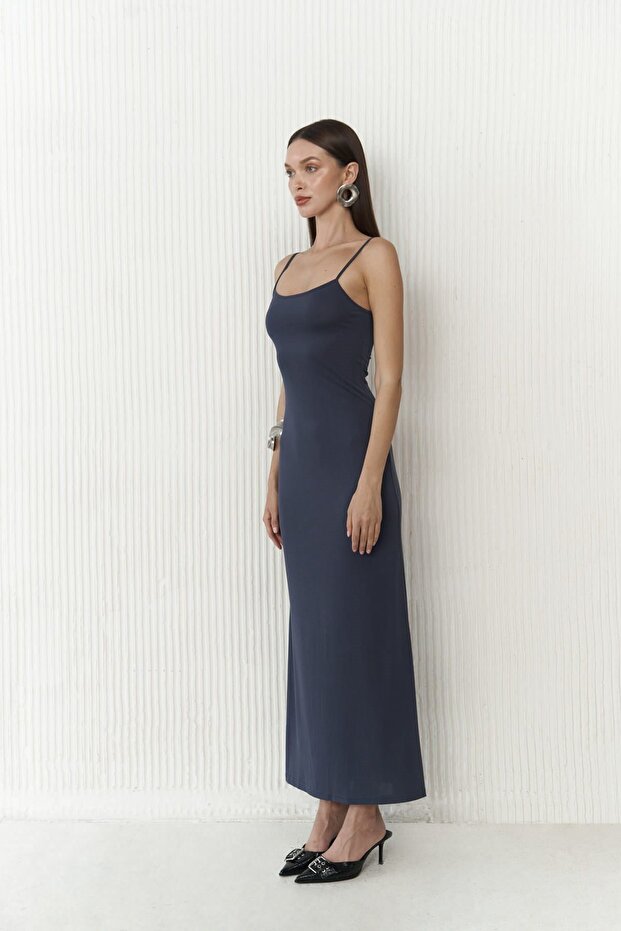 Ferry Lacivert Basic Elbise - 4