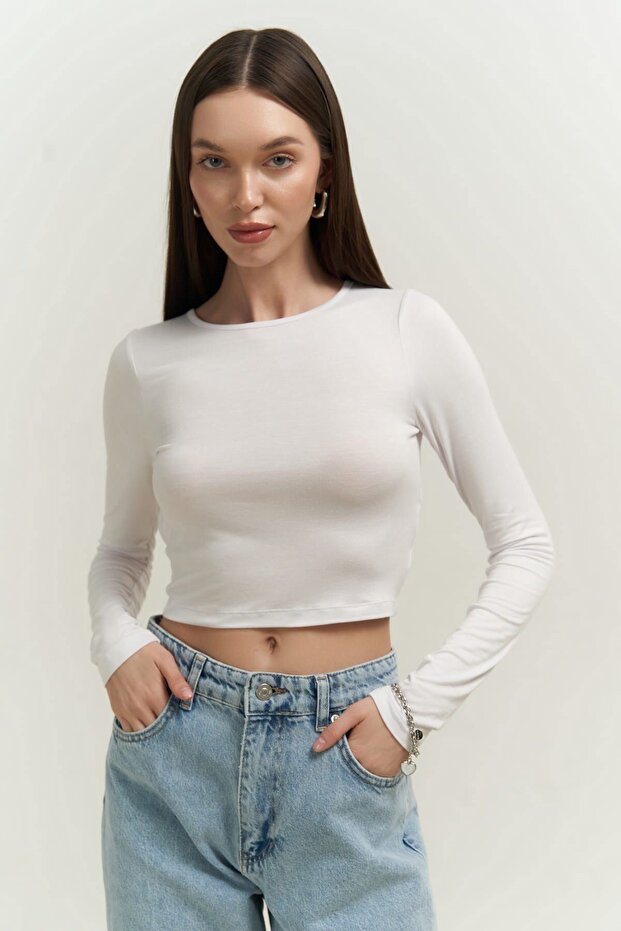 Mita Sırt Dekolteli Beyaz Bluz - 2