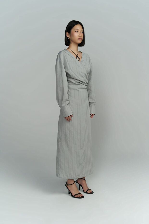 Bella Midi Boy Gri Elbise - 3