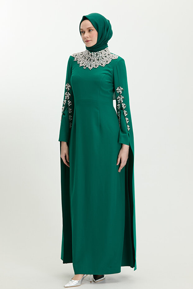 Taş İşlemeli Abiye Elbise - 3