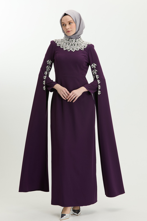 Taş İşlemeli Abiye Elbise - 3