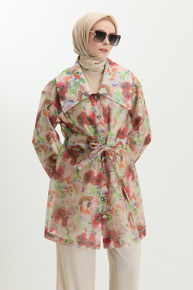 Düğmeli Organze Kap - 4