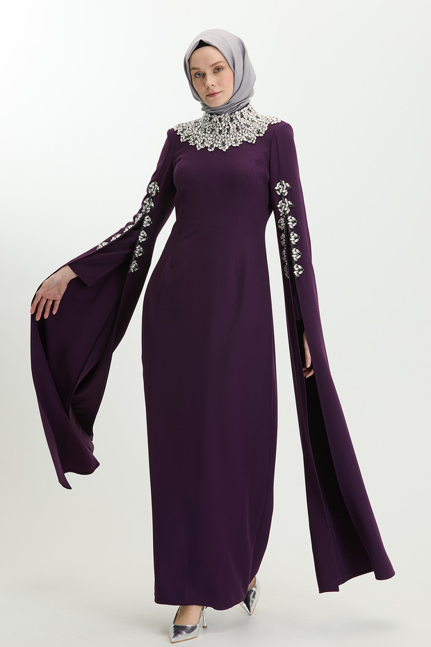Taş İşlemeli Abiye Elbise - 2