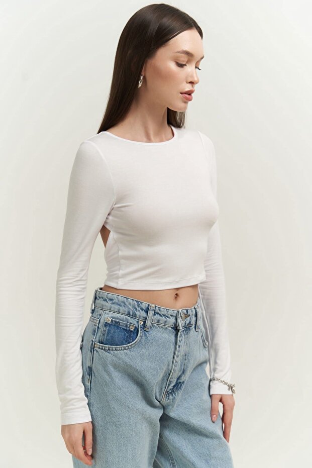 Mita Sırt Dekolteli Beyaz Bluz - 3