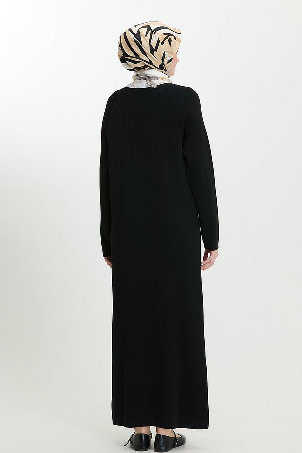 Oversize Basic Triko Elbise - 6
