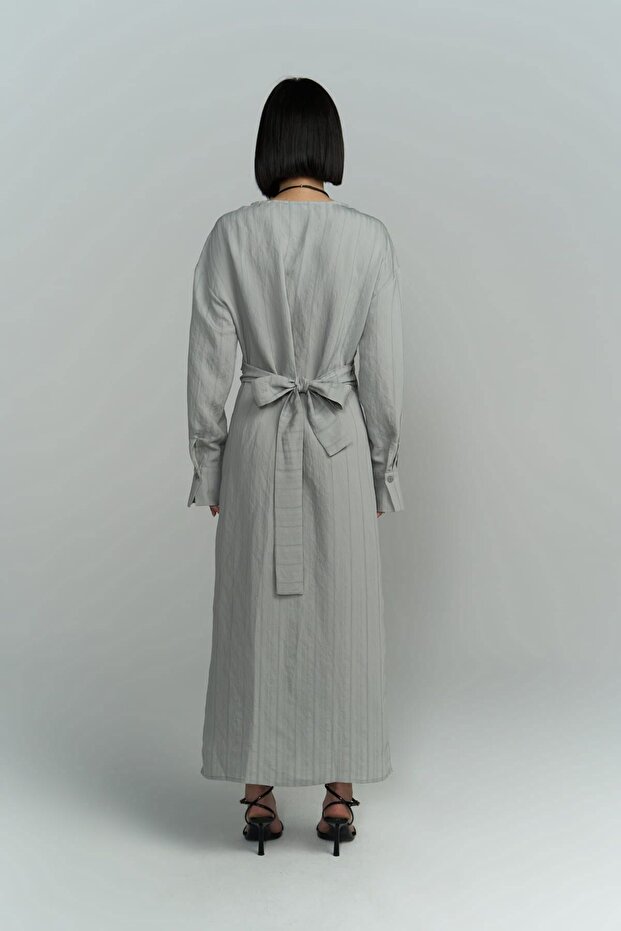 Bella Midi Boy Gri Elbise - 4